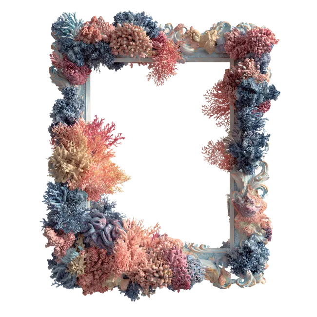 Ornate Decorative Photo Frame Decorated With Coral Reef
