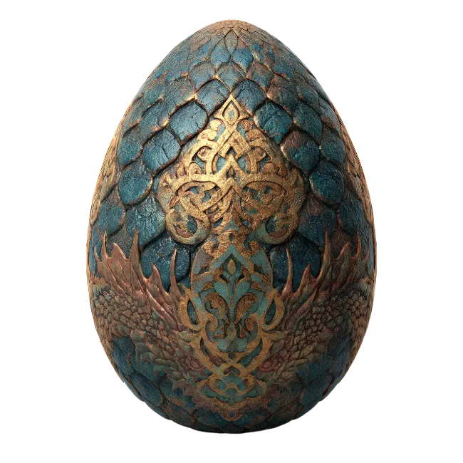 Ornate Fantasy Dragon Egg with Gold Details