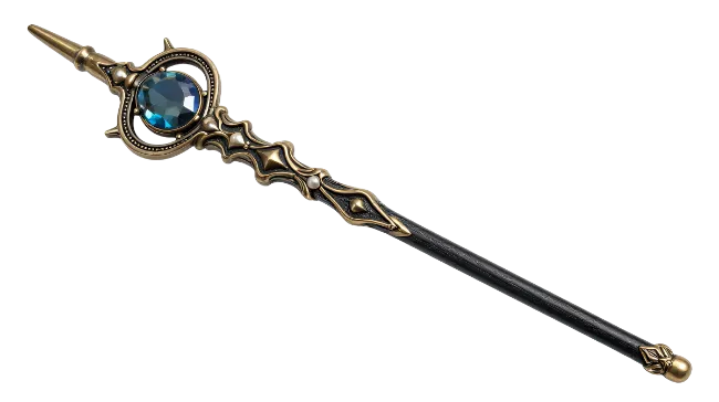 Ornate Fantasy Staff with Blue Crystal