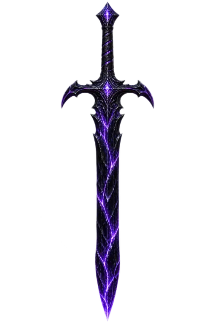 Ornate Fantasy Sword with Glowing Purple Energy