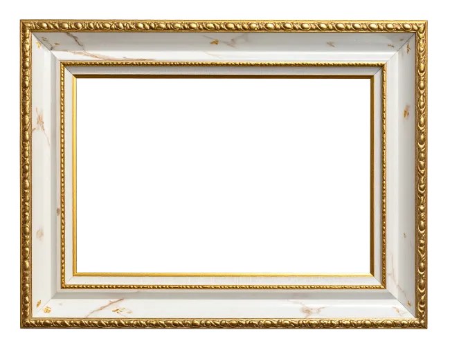 Ornate Gold and White Marble Picture Frame
