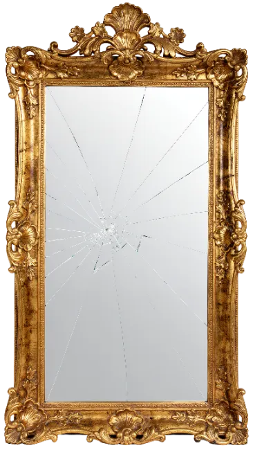 Ornate Gold Framed Broken Antique Mirror