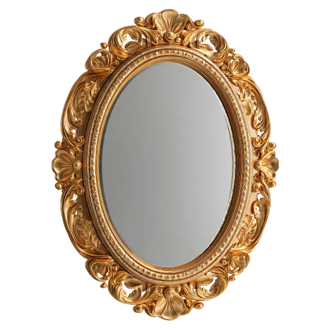 Ornate Gold Oval Vintage Mirror