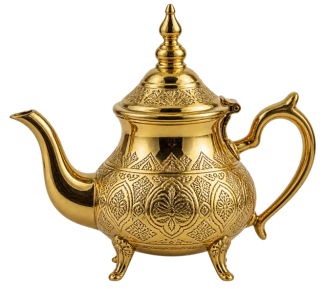 Ornate Gold Teapot with Traditional Engravings