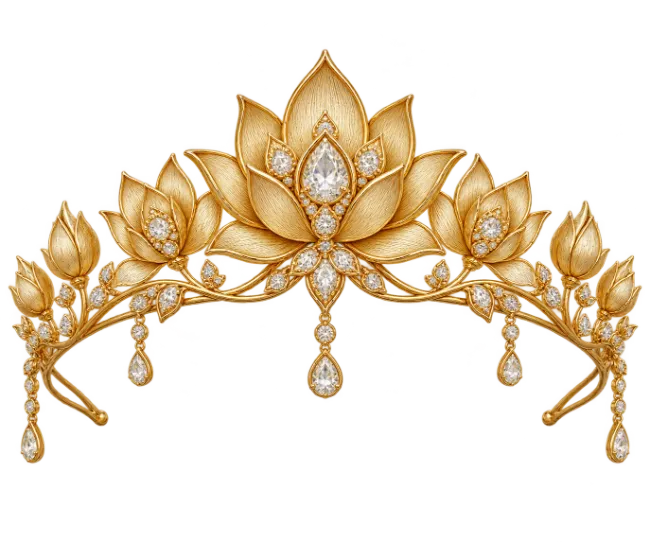 Ornate Gold Tiara With Diamond Accents