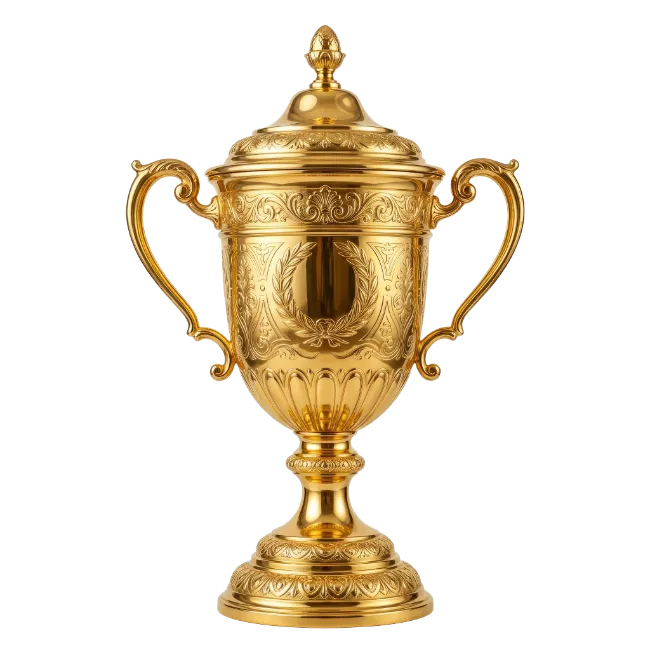 Ornate Gold Trophy Cup with Lid