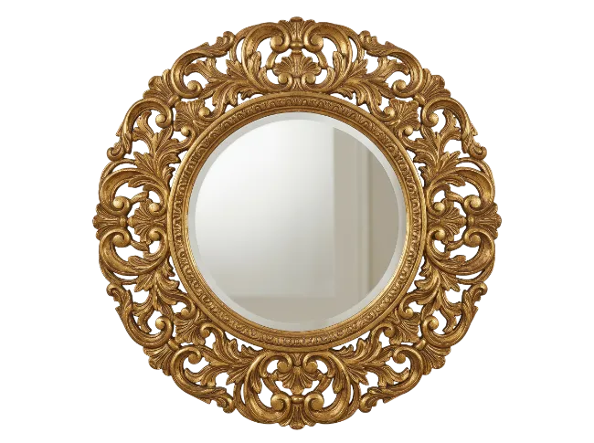 Ornate Gold Vintage Round Wall Mirror