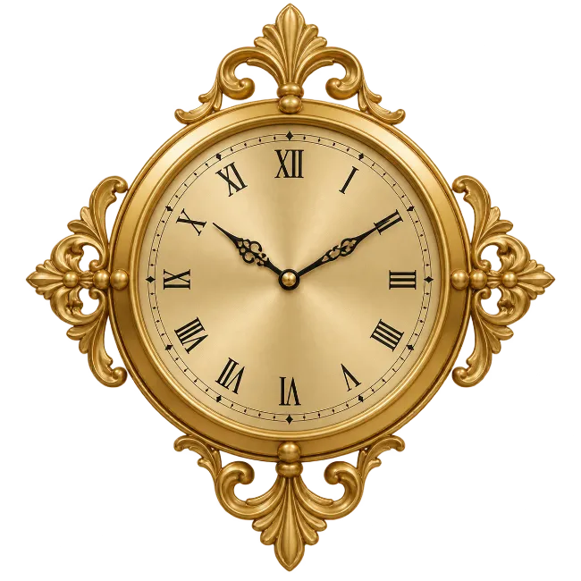 Ornate Gold Wall Clock with Roman Numerals