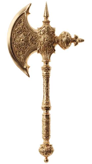 Ornate Golden Battle Axe Weapon