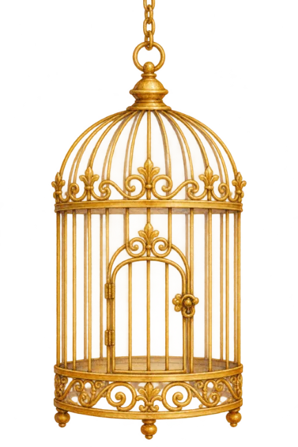 Ornate Golden Birdcage Illustration