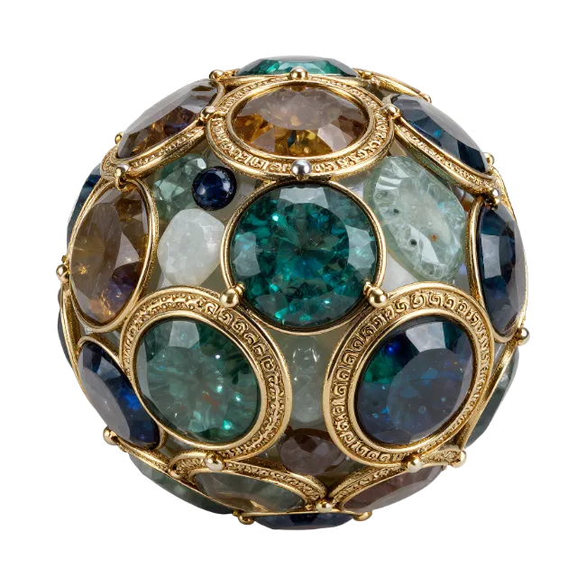 Ornate Golden Gemstone Sphere