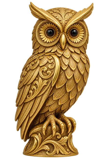 Ornate Golden Owl Statue