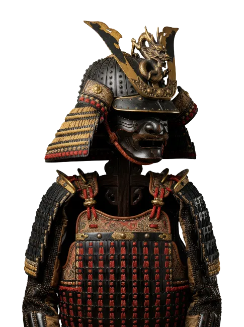 Ornate Japanese Samurai Armor with Dragon Helmet