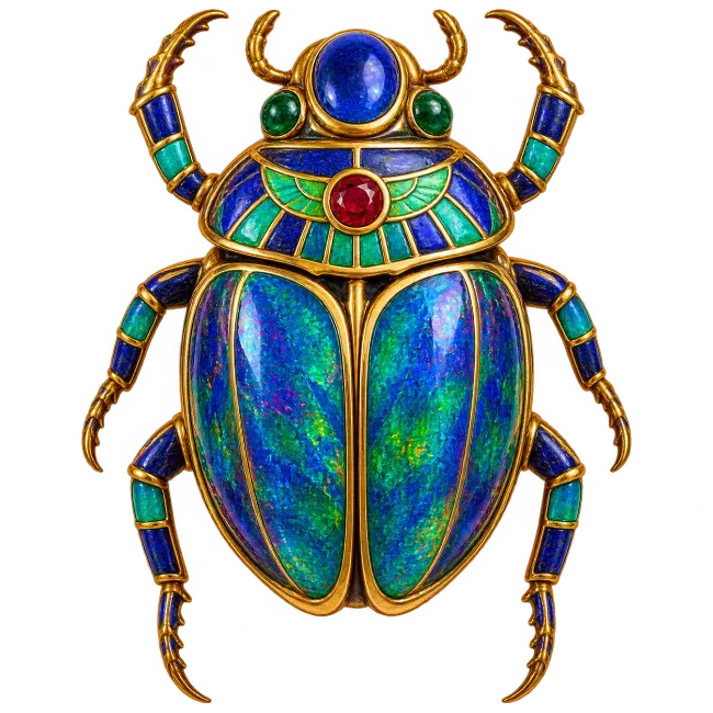 Ornate Jewel Encrusted Scarab Beetle