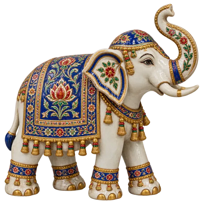 Ornate Marble Elephant Statue