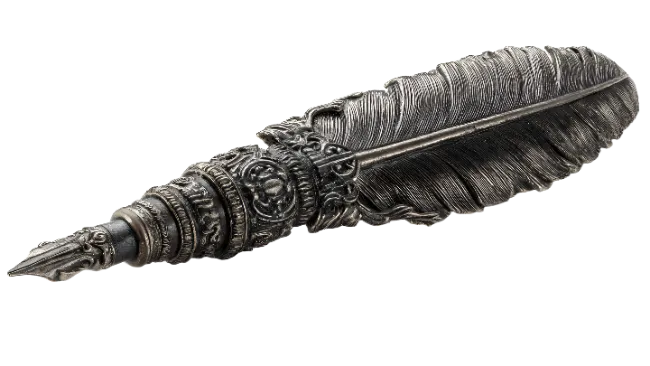 Ornate Metal Feather Fountain Pen