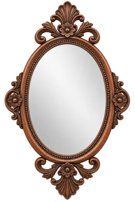 Ornate Oval Copper Wall Mirror