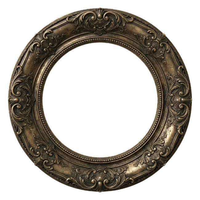 Ornate Round Bronze Vintage Picture Frame