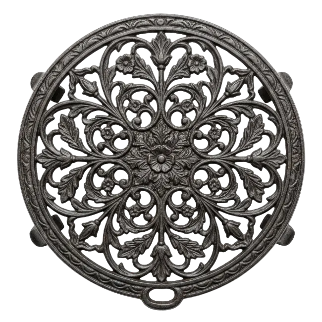 Ornate Round Cast Iron Trivet