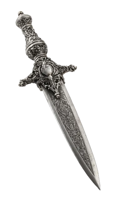 Ornate Silver Dagger with Detailed Handle