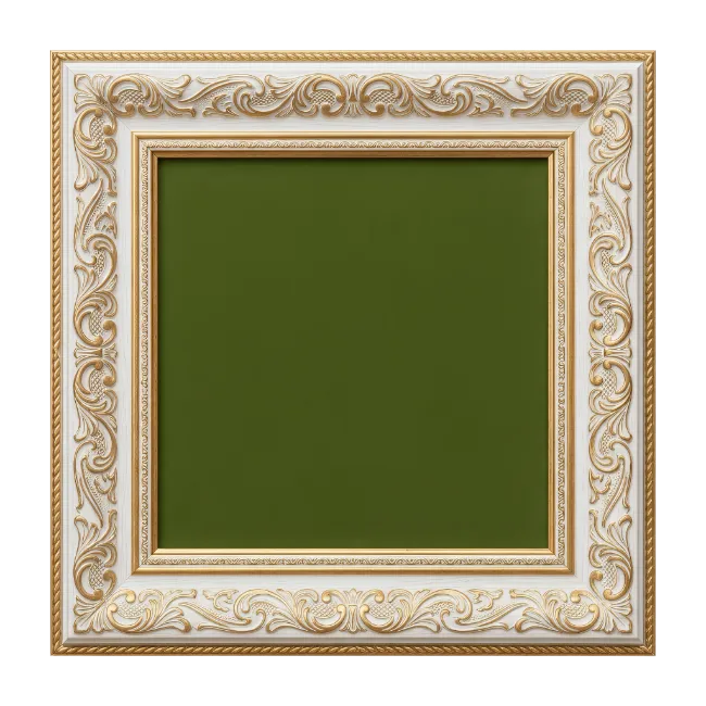 Ornate Square White and Gold Picture Frame