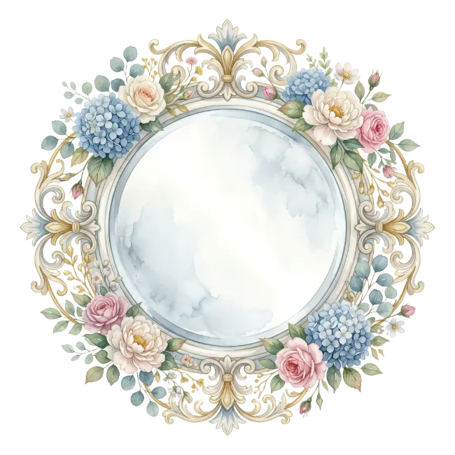 Ornate Vintage Floral Round Frame