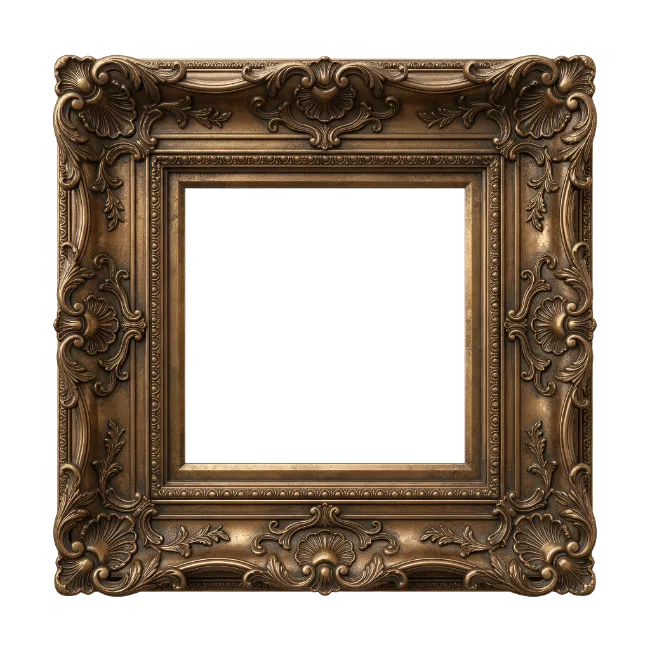 Ornate vintage square bronze picture frame