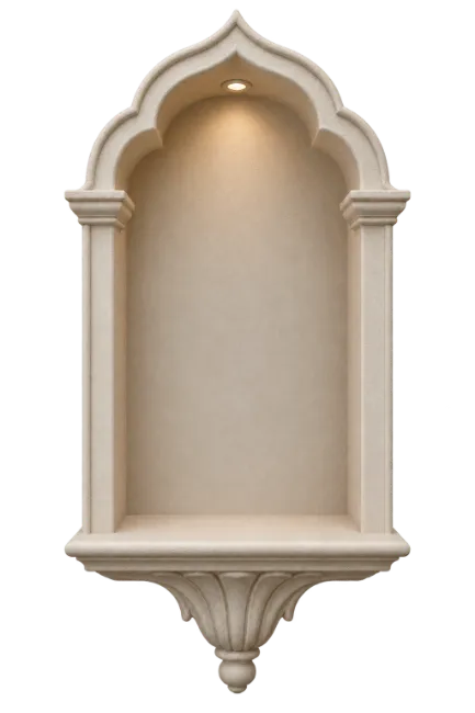 Ornate Wall Niche with Arch and Light
