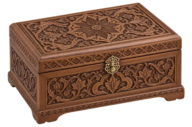 Ornate Wooden Carved Jewelry Box