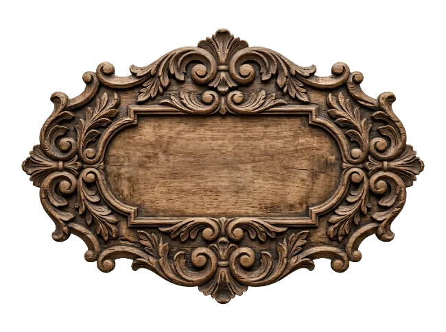 Ornate Wooden Carved Signboard Frame