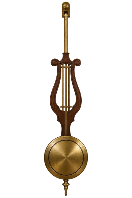 Ornate Wooden Clock Pendulum with Brass Bob