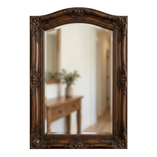 Ornate Wooden Framed Wall Mirror