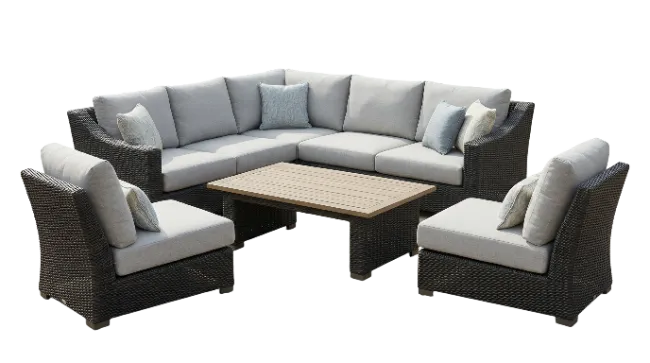 Outdoor Wicker Sectional Sofa Set with Coffee Table