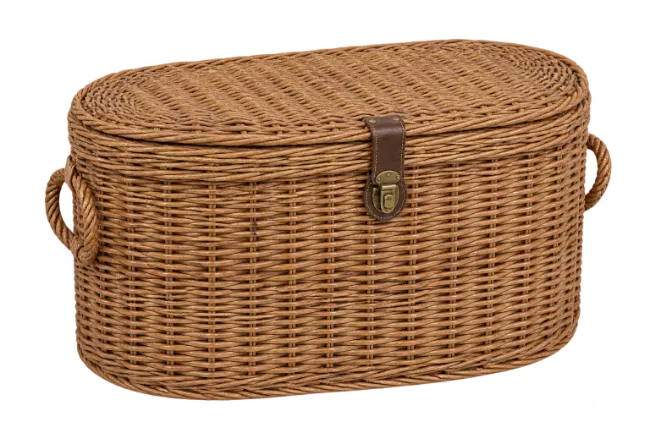 Oval Wicker Storage Basket with Lid