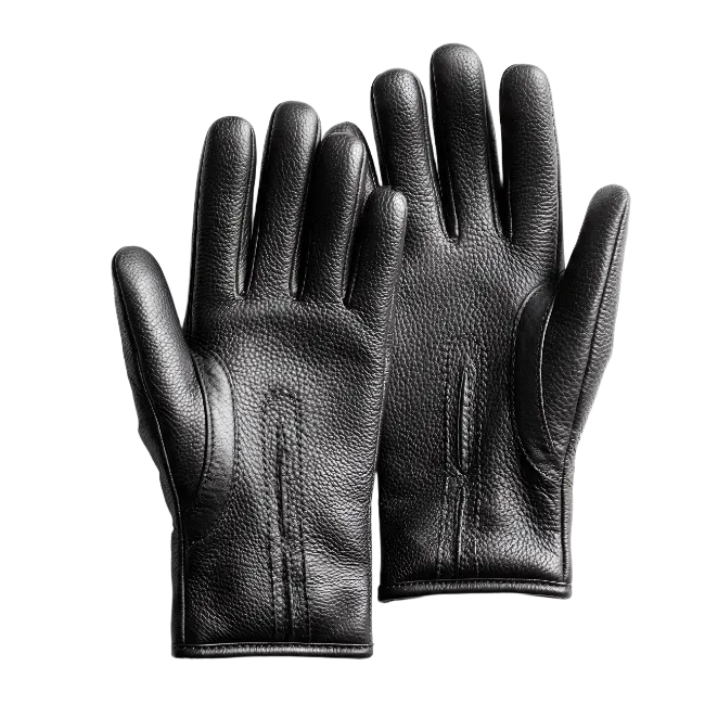 Pair of black leather gloves