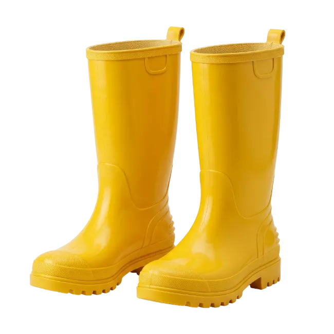 Pair of Bright Yellow Rubber Rain Boots