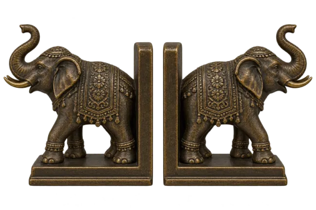 Pair of Bronze Elephant Bookends