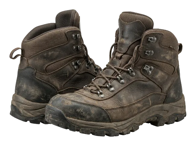 Pair of Worn Brown Leather Hiking Boots