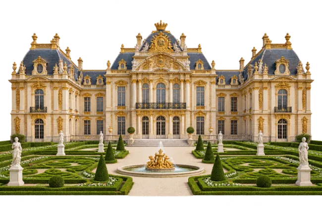 Palace of Versailles with formal gardens