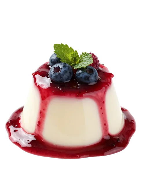 Panna Cotta with Berries and Sauce
