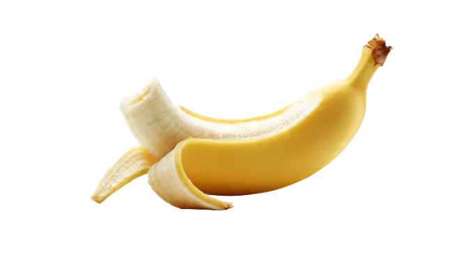 Partially peeled banana with a bite taken out