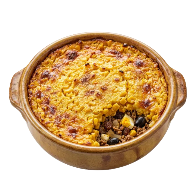 Pastel de Choclo in a Clay Dish