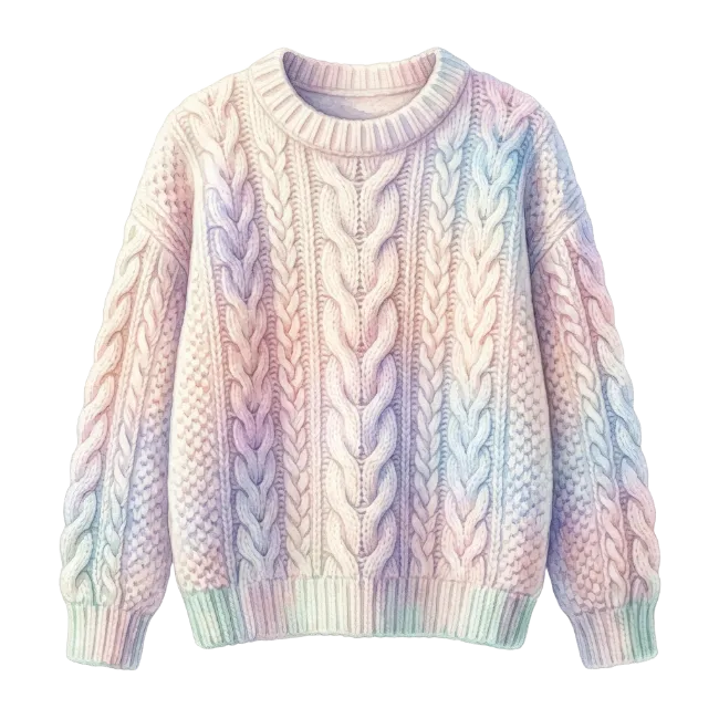 Pastel Tie Dye Cable Knit Sweater