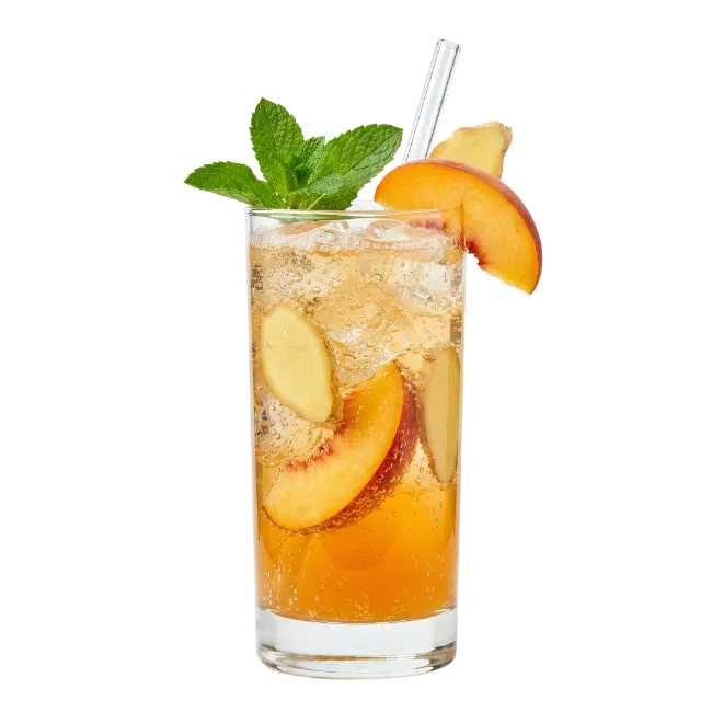 Peach Ginger Cocktail in Tall Glass