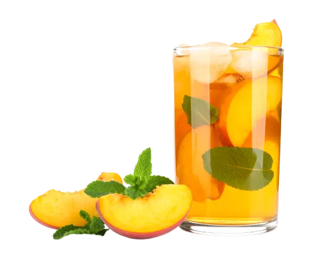 Peach Iced Tea Glass with Fresh Mint