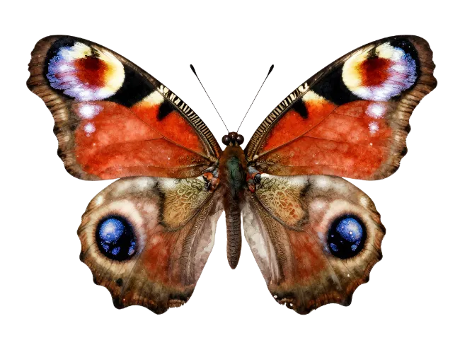 Peacock butterfly illustration with vibrant eyespots