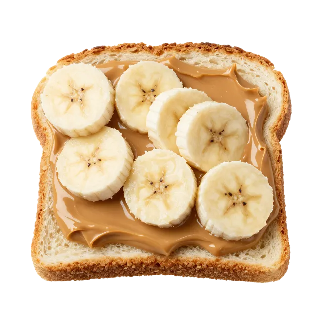 Peanut Butter Toast with Sliced Bananas