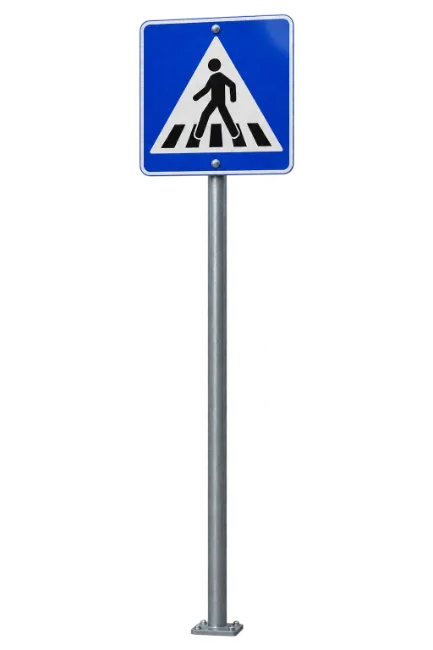 Pedestrian Crossing Sign on Metal Pole