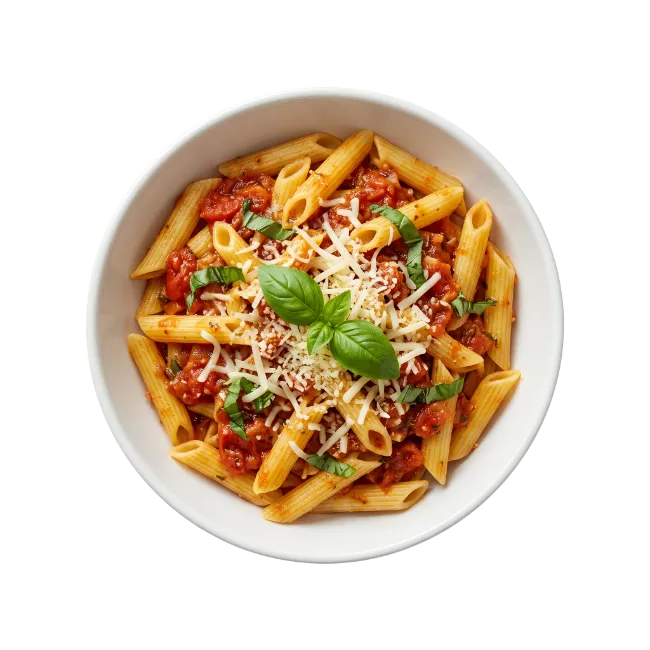 Penne Pasta with Tomato Sauce and Cheese