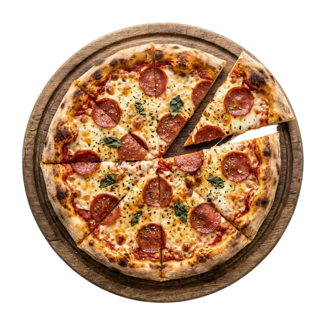 Pepperoni Pizza on Wooden Board